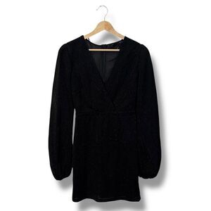 Fiesta Glitter Pattern Black Long Sleeve Dress Women’s Size Medium